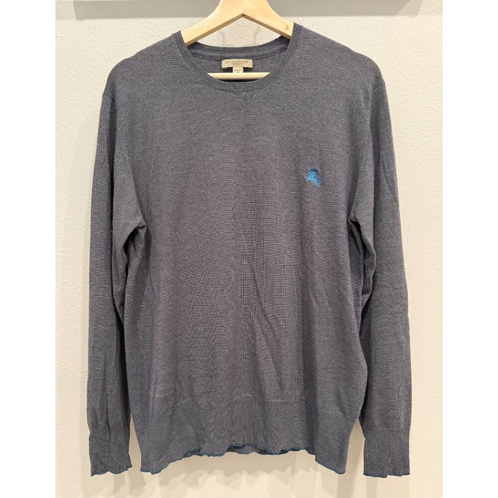 Burberry Brit Women's Merino Wool Crew Neck Jumper Sweater Medium Gray Luxury